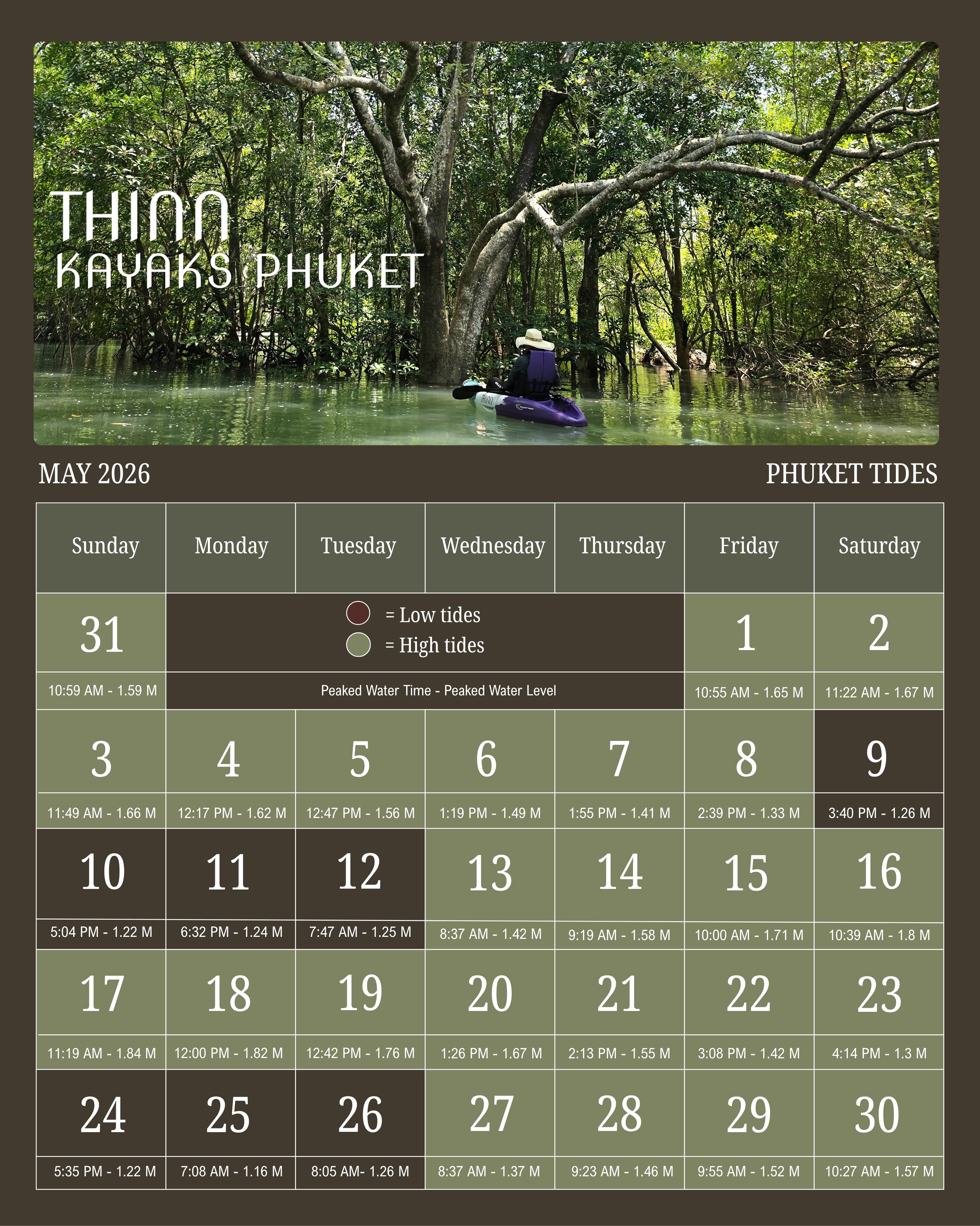 Monthly Tide Calendar